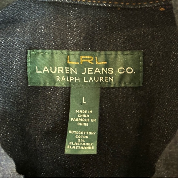 LAUREN RALPH LAUREN Sz L Classic Denim Jean Jacket Multiple Pockets Dark Wash - Picture 3 of 11